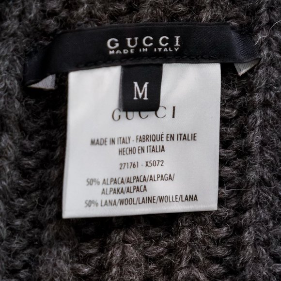 Gucci PF/11 Grey Alpaca Fringe Knit Zip Collar Scarf - Picture 5 of 9